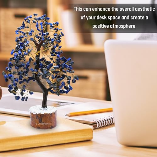 Image of Certified Lapis Lazuli Crystal Tree for Good Luck - Healing Crystals Money Tree for Wealth, Positive Energy at Home Office - Decorative Spiritual Gifts for Vastu, House Warming