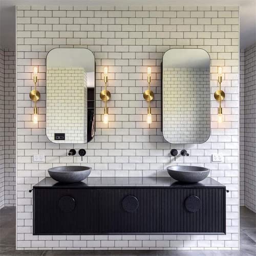 Aplique de pared largo dorado de latón cepillado para espejo de baño y pasillo 4