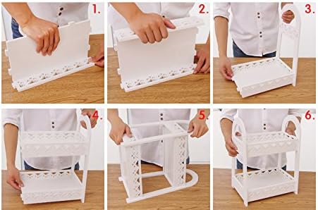 Mandydov European-style Double-layer Desktop Storage Rack Organizer Cosmetic Stationery Storage Holder for Kitchen Bathroom Office