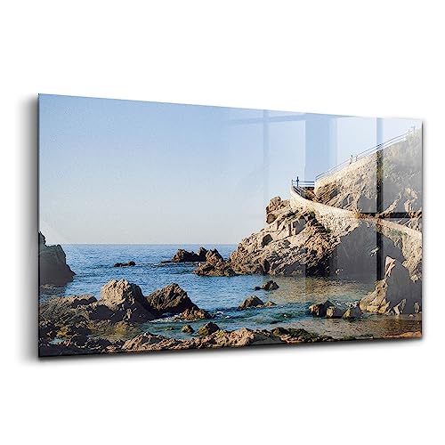Plage sur la Costa Brava en tableau de verre moderne pour salon