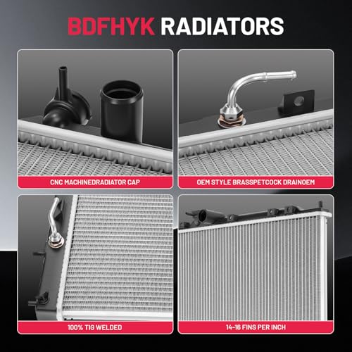 Image of BDFHYK 2617 Aluminum Radiator for Mitsubishi Outlander 2003-2006, CU2617 DPI 2617, 1-Row 16mm Core, Direct Fit Replacement, OE 1350A176 MI3010198 MN180842 MR968434 MR993927 MZ690925