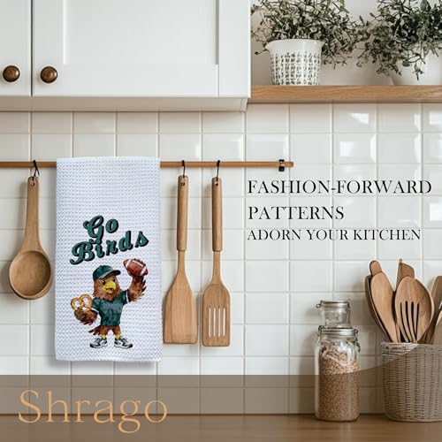 Shrago G O Birds Football Kitchen Towels, Football Lovers Players Gifts Dish Tea Towels, Sport Lover Gifts Bird Decorative Hand Towel for Kitchen Bathroom Decor, 16x24 Inch