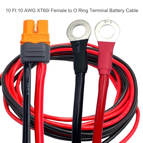 Przedłużacz 10AWG XT60i, 10 m XT60i żeński do zacisku O-ring, kabel akumulatora do przenośnej stacji zasilającej, generator baterii