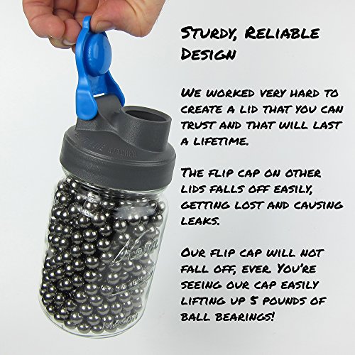 Drink, Pour, Store! Regular Mouth Mason Jar Flip Cap Lid by County Line Kitchen with Airtight, Leak-Proof Seal and Innovative Flip Cap (REGULAR MOUTH, Blue, 3 Pack) - Thumbnail 4