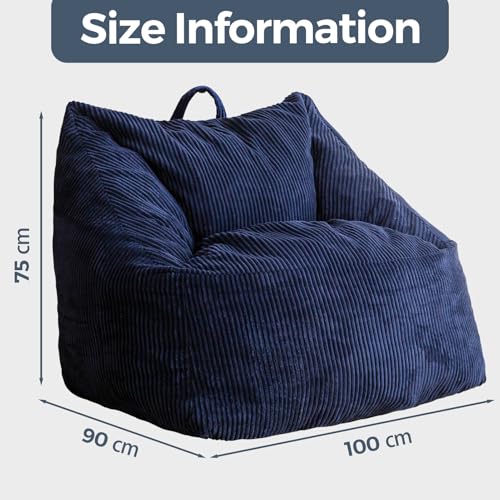 MAXYOYO Sitzsack für Erwachsene, Cosy Bean Bag aus Cord mit Handgriff, Schaumstofffüllung, Bequemer Sessel Spielen, Lesen, Entspannen