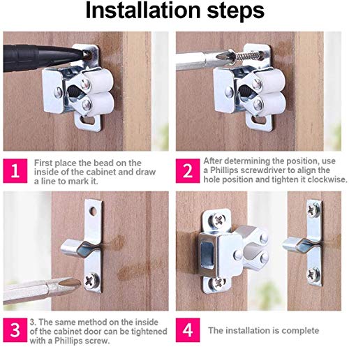 HQDeal 12PCS Door Catches, Double Roller Strong Hold Cupboard Cabinet Door Catches with Screws, Double Roller Catch Cabinet Catch Door Latch for Home Furniture Cabinet Cupboard (Zinc Plated)