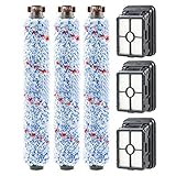 Gentle Clean 3 Pack Multi Surface 1868 Brush Roll and 3 Pack 1866 Vacuum Filter Compatible with Bissell CrossWave 1785 2306 2551 Series. Compare to Part # 1608683, 160-8683, 1608684