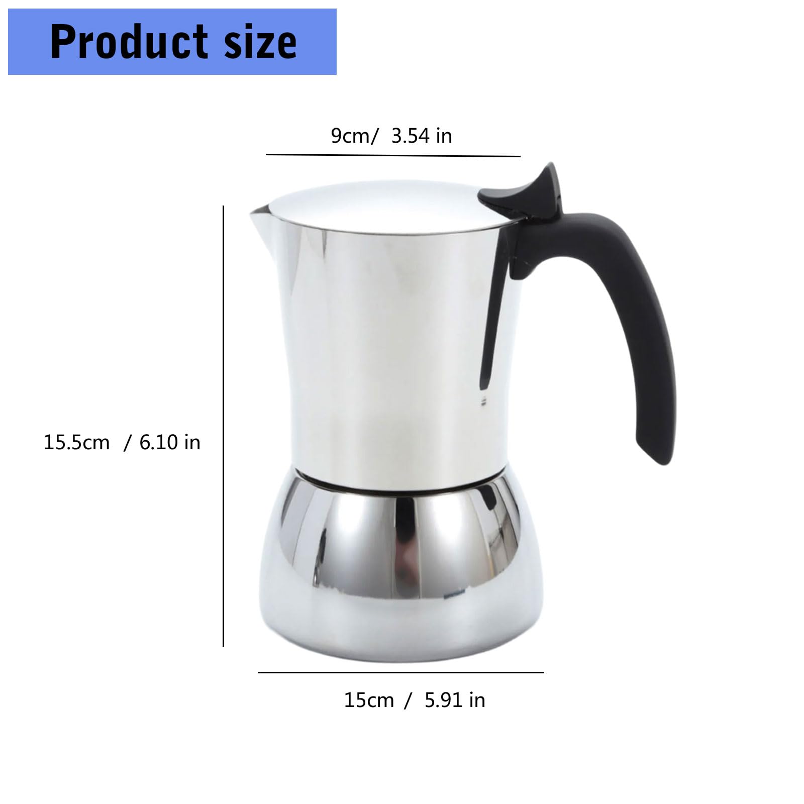 Comodo caffettiera italiana da 200 ml con piano cottura per caffè espresso con robusto acciaio inossidabile 304 per uso domestico