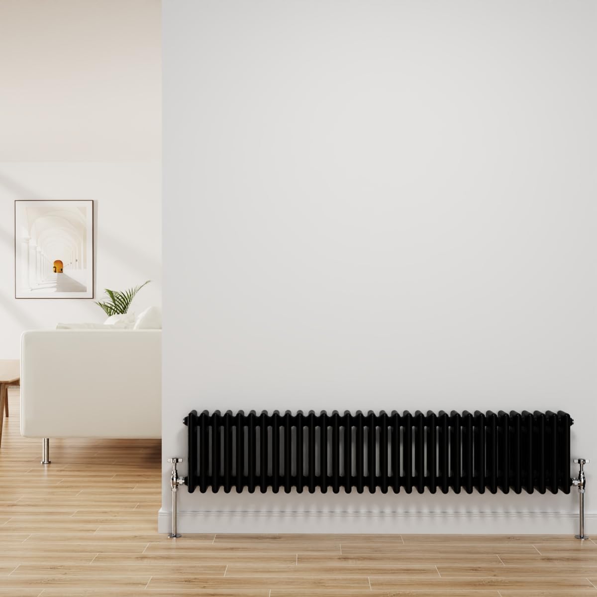 NRG Traditional Radiator Black Cast Iron 3 Column Horizontal 300x1462mm