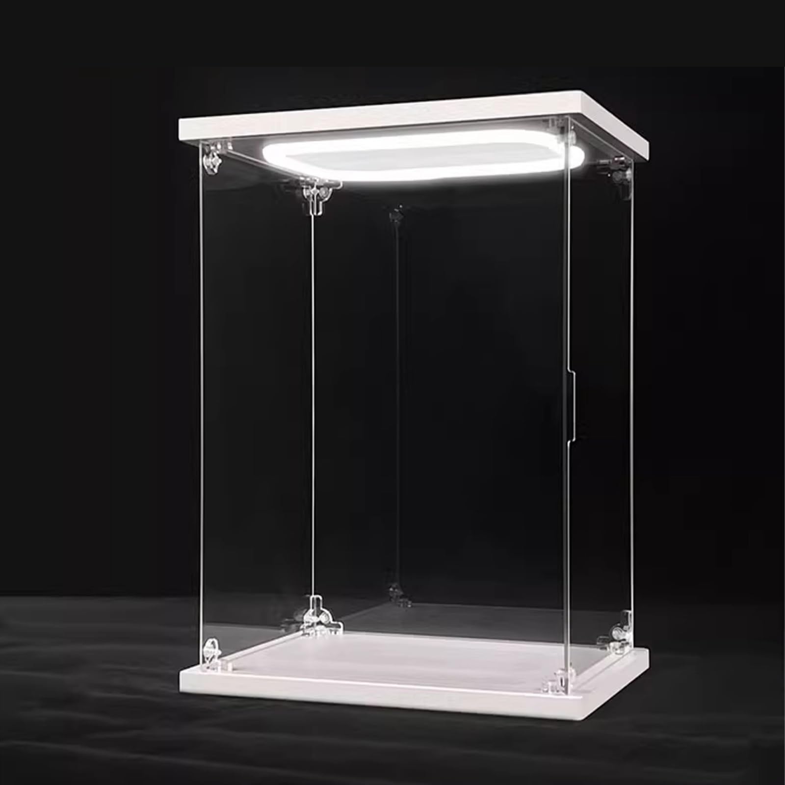 Akrylowy organizer z oświetleniem LED, mini gablota na przedmioty kolekcjonerskie i zabawki, przejrzysty design do ekspozycji w domu lub biurze
