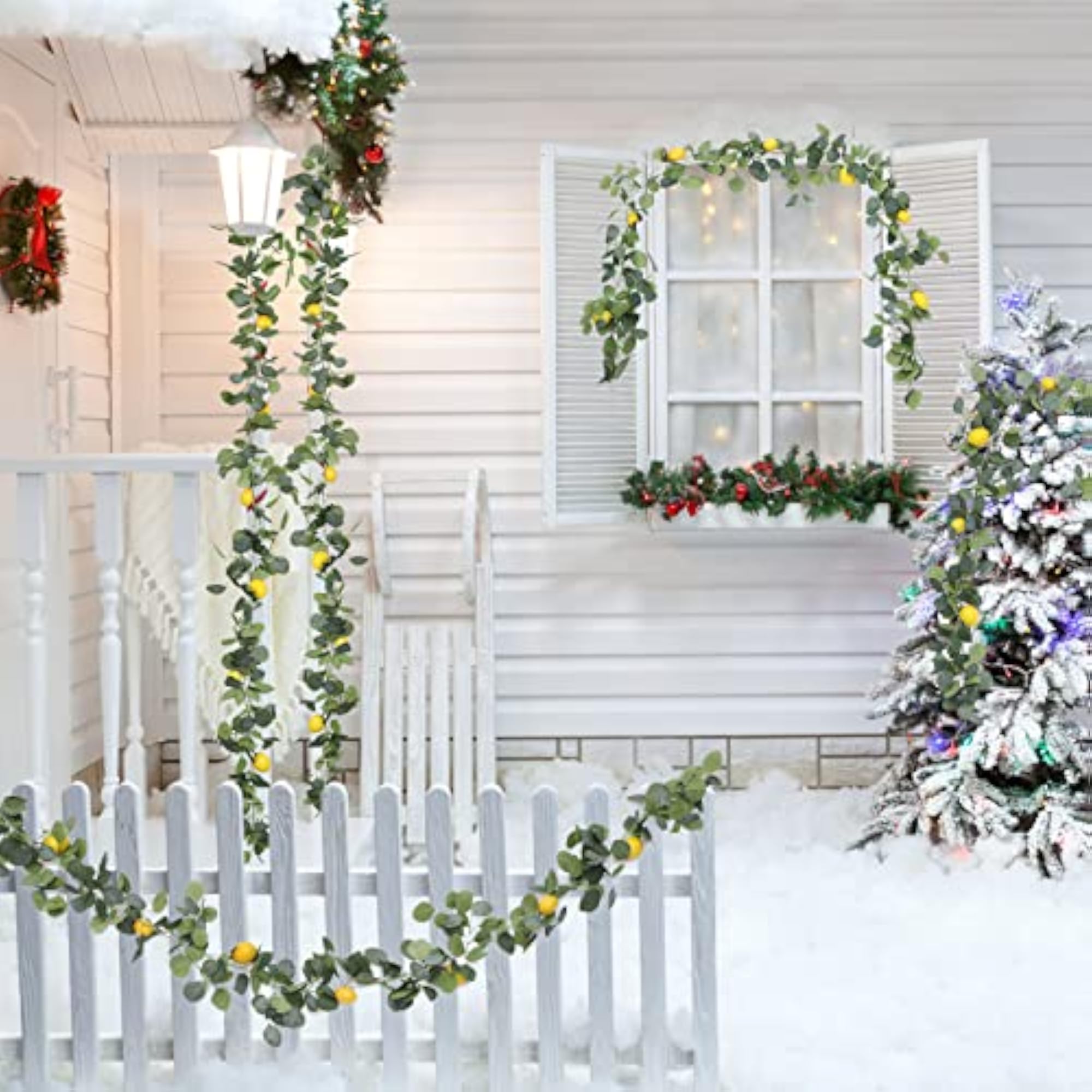 2Pcs Artificial Lemon Greenery Garland with Lemons for Decoration