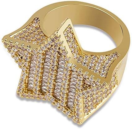 14K Gold Five-Star Design Ring, Wide Face Densely Set Moissanite Men's Ring, A Stellar Gift for Trendsetters and Visionaries,Father's Day Gift3