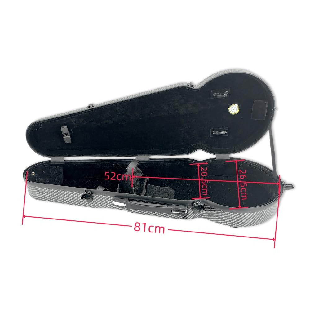 yinfente Estuche de viola de tamaño completo 4/4 de fibra de carbono para 15 a 16.5 pulgadas con correa trasera y asa, 2 soportes para arcos para principiantes, estudiantes (negro)