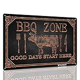 Cartel de metal para zona de barbacoa, adecuado para el hogar, cocina, patio, porche, restaurante, barbacoa, accesorios de 8 x 12 pulgadas