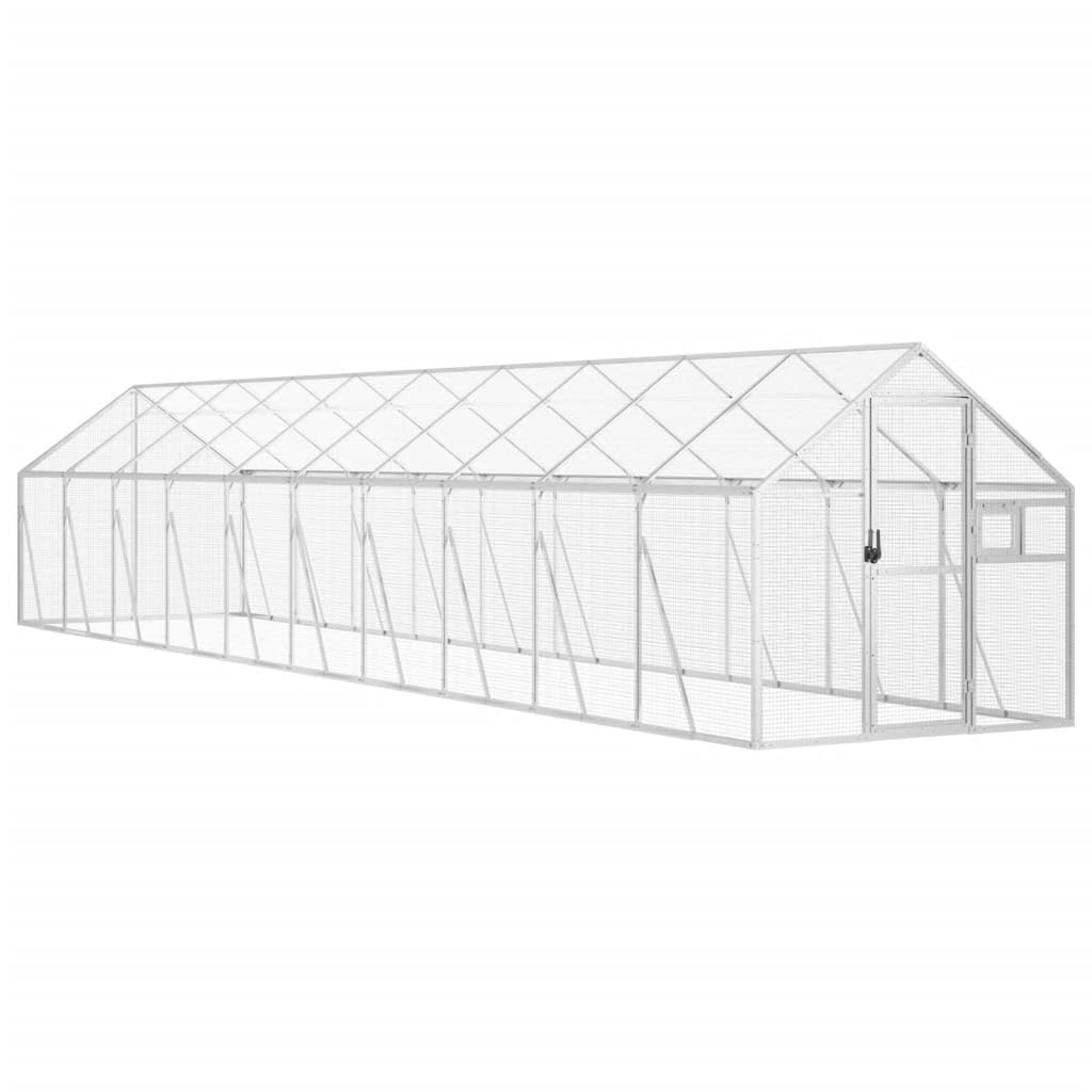 vidaXL Silver Aluminium Bird Aviary - Spacious Design with Lockable Door and Airy Wire Mesh Grid Structure