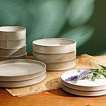 Bloomhouse - Two Time Oprah's Favorite Things Winner - Santorini Mist Double Bowl Terracotta Reactive Glaze Plates and Bowls Dinnerware Set - Moonstone White, Service for Four (16pcs) - Image 4