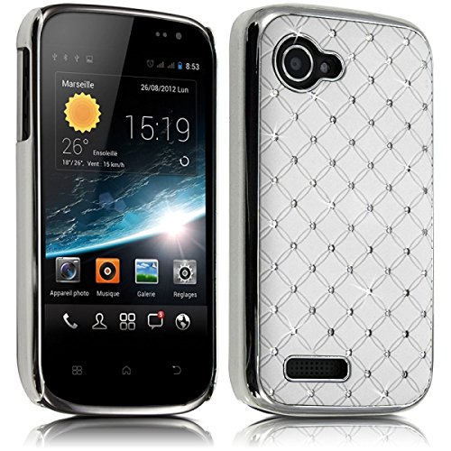 Seluxion - Housse Etui Coque Rigide Style Diamant Couleur Blanc pour Wiko Cink Slim + Film de Protection