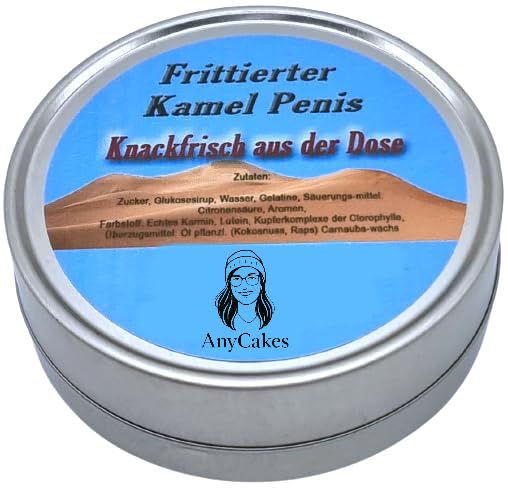 AnyCakes Frittierter Kamel Penis aus der Dose Scherzartikel Lustige Geschenkidee Party Brüller Spaßgeschenk Ostern Geburtstagsgeschenk. (Frittierter Kamel Penis)