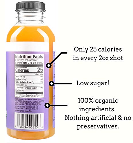 The Twisted Shot | Apple Cider Vinegar Shots with Turmeric, Ginger, Cinnamon, Honey & Cayenne | Wellness Drink | 100% USDA Certified Organic | Gut Health | 1-Pack of 16oz Bottle