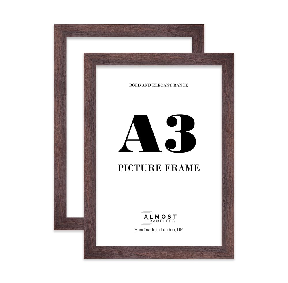 A3 Picture Frame, Display A3 Pictures (29.7 x 42cm - 11.7 x 16.5in) Picture Frame for wall Display - Walnut - 2 Pack — image 1