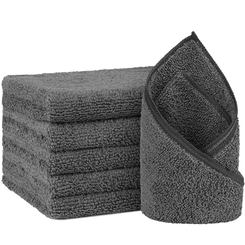 Orighty Lot de 6 essuie-mains en microfibre absorbante à séchage rapide et absorbantes, légères et fines, pour yoga, camping, hôtel, salle de bain, gris,...