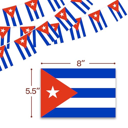 Image of Anley Cuba String Flag Pennant Flags, Patriotic Events 10th of October Cuban Independence Day Decoration Sports Bars - 33 Feet 38 Flags