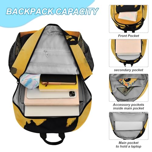 Backpack Lunch Bag Set for Travel Hiking Picnic, Angry Werewolf Print Backpacks with Insulated Lunch Box4