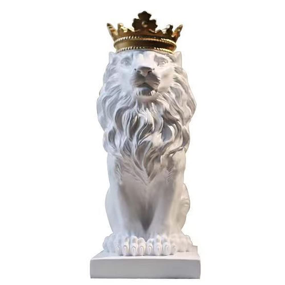 RTGGSEL Retro Faux Lion King Simulated Resin Statue Taxidermy Animal Head Ornament Fake Lion Sculpture Desk Decor (14.2"x7.5"x5.1") (Lion White)