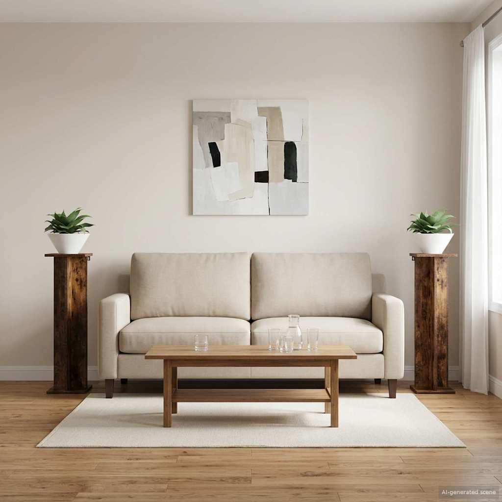 Hothingwell Stojak na rośliny 2 poziomy Dąb wędzony 25 x 25,5 x 100,5 cm