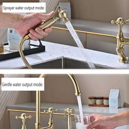 Robinet laiton retro brossé or pour créer une cuisine chaleureuse