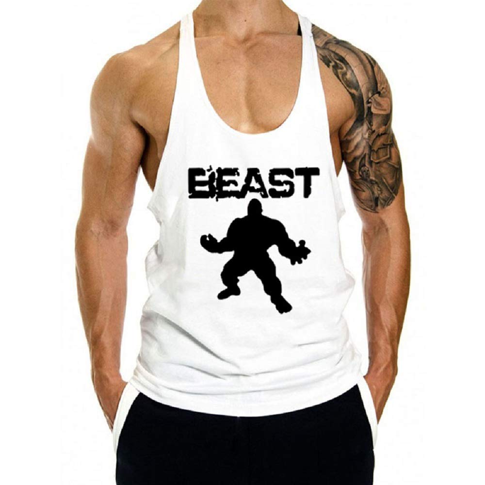 GymLeaderMen's Gym Tank Tops Y-Back Workout Muscle Tee Sleeveless Fitness Bodybuilding Tank