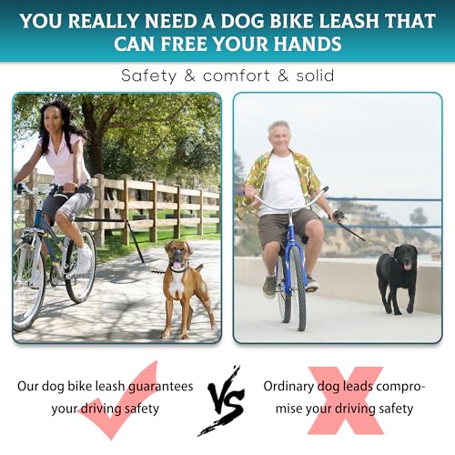 wefaner Hundefahrrad-Übungsleine Hände frei Fahrrad-Hundeleine, Fahrrad Führleine für Hunde Robust und Wetterfest