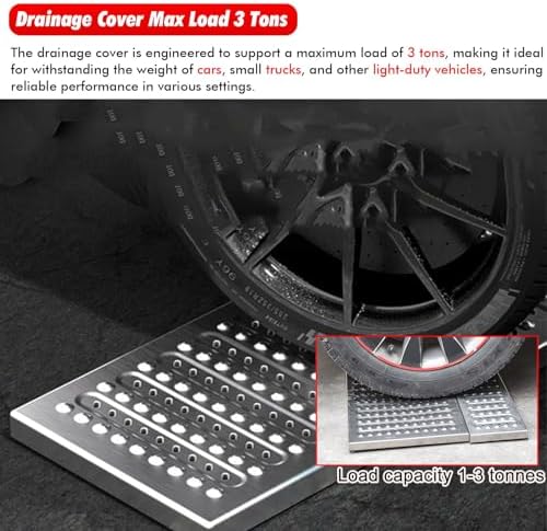 Stainless Steel Drain Grates with Holes, 23" Outdoor Kitchen Trench Drain Covers for Garden Deck & Concrete Floor Troughs, Heavy Duty Drain Plates for Efficient Water Flow