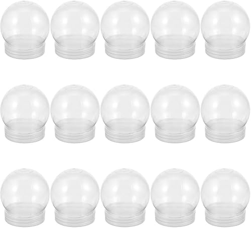 BESTOYARD Paquete de 15 globos de nieve de 3 pulgadas de plástico transparente vacío con tapa de rosca para manualidades, personalización,