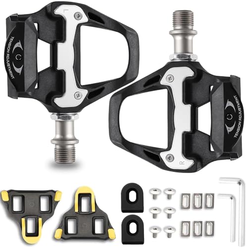Road Bike Pedals Clipless SPD SL System Pedals Cleats Set for Shimano