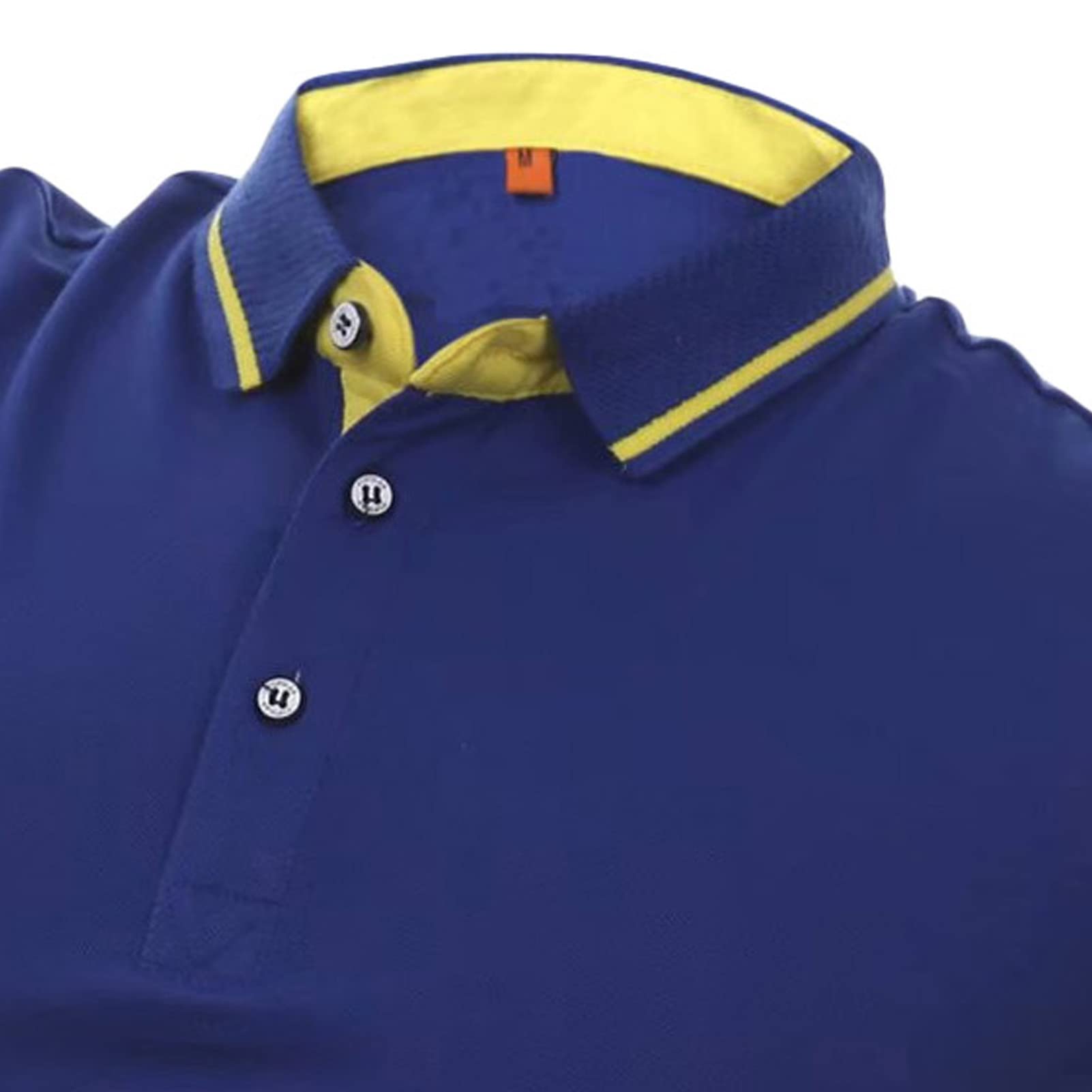 Maiyifu-GJ Men's Outdoor Sport Polo Shirt Lightweight Regular Fit Solid Tennis Shirts Casual Short Sleeve Slim Golf Shirts (Blue 1,Large)