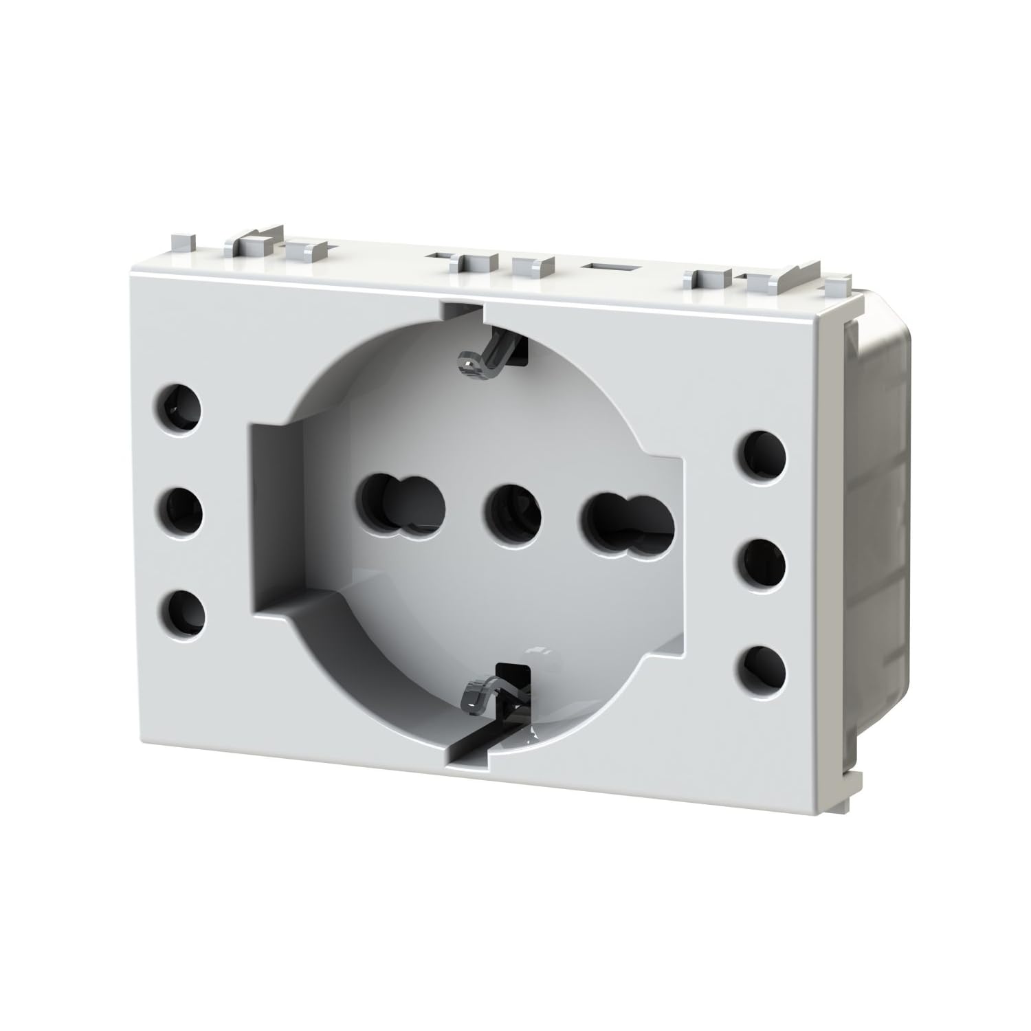 Zestaw 10 gniazd wtykowych dwuwartościowych Schuko 503 i 2 x gniazdo 10 A, białe moduły, kompatybilne z Vimar Plana, anteną, Ethernetem, telewizorem, anteną, USB, schuko, do oryginalnych i