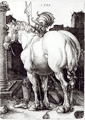 Impression Albrecht Dürer Le Grand Cheval, toile murale 60x90cm contre les murs ternes