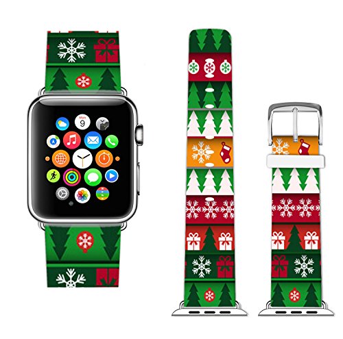 Ecute Wristbands Compatible With Apple Watch 49Mm 48Mm 45Mm 44Mm 42Mm,Soft Leather Band Strap For Iwatch Ultra Se Series 8 7 6 5 4 3 2 1 - Red Green Tree #TOP1