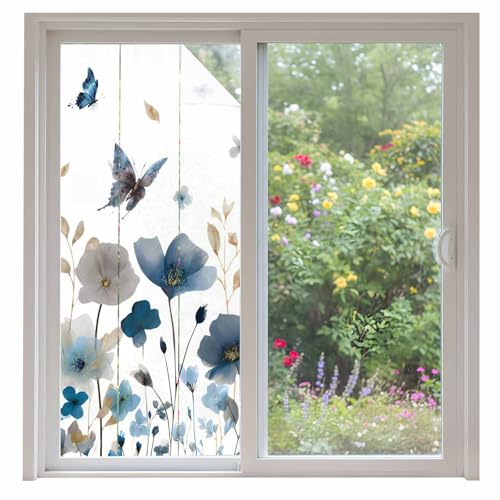 Película decorativa para ventana de privacidad azul miniatura 1