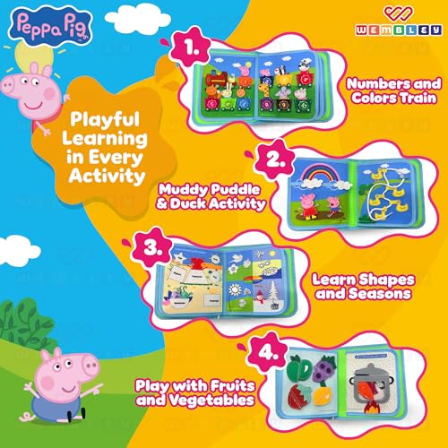 Image of Wembley My First Busy Book | Educational Activity Book for Kids | with 8 Activity Pages | Learning Toy with 5 Finger Puppets | Birthday Gift for Toddlers (Peppa Pig)