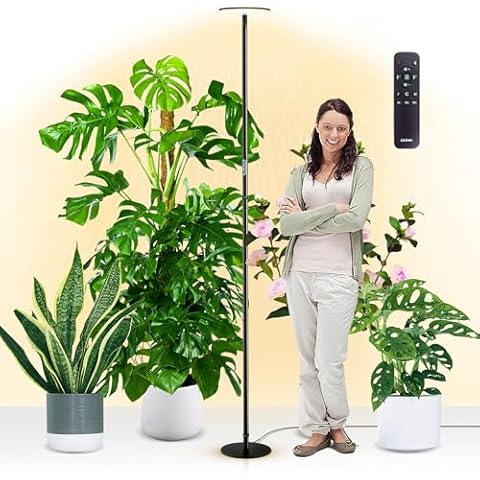 chiphy Grow Lights, 85" Full Spectrum Plant Light for Indoor Plants, 4/8/12H Timer, 60W Grow Lamp, 10 Dimmable Brightness, Height Adjustable, Remote Control, Ideal for Tall Small Plants Cover