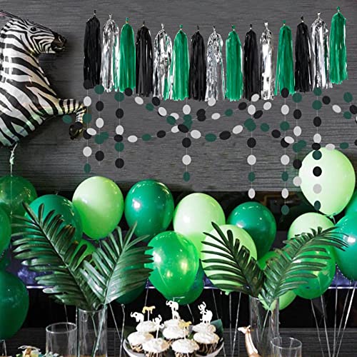Image of Black-Green Silver Party-Decorations Garland Streamers - 52Ft Graduation 2025 Hanging Paper Banner, Soccer Party Supplies Men Boys Birthday Spring Summer Jungle Theme Decor Backdrop Bunting Panduola