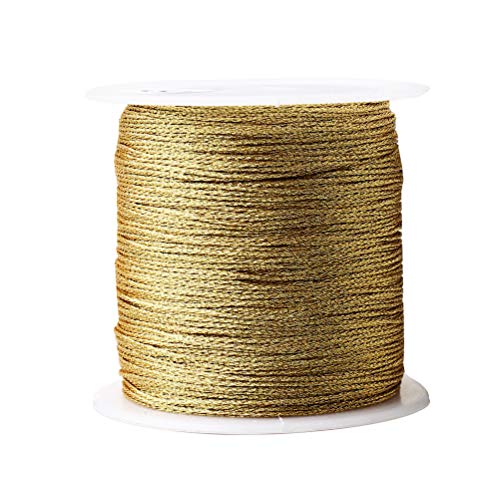Image of 218 Yards /656 Feet Metallic Cord Gold Twine, 2 Spool Gold Thread String for Bracelet Making Jewelry Making Thread Gold Craft String Tinsel String Craft Making Cord(0.5mm)