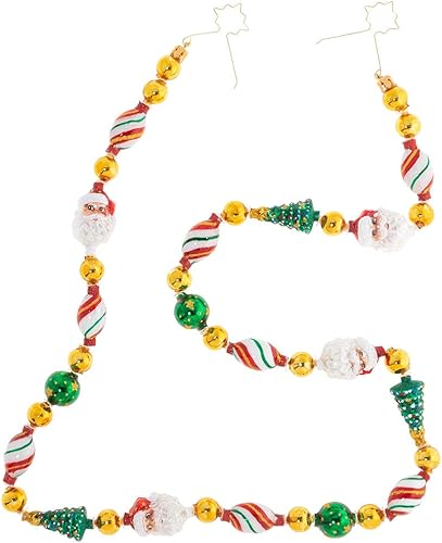 Christopher Radko Guirnalda decorativa de Navidad de cristal europeo hecha a mano, 3 pies de largo