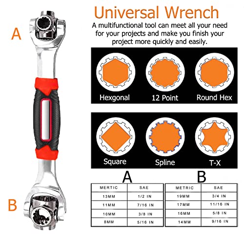 Yuentoen Tiger Wrench - 48 In 1 Universal Socket Wrench 360 Degree Rotating Head Multifuncation Wrench Works With Spline Bolts,6-12-Point,Torx,Square Damaged Bolts Spanner Tool For Home And Car Repair #TOP5