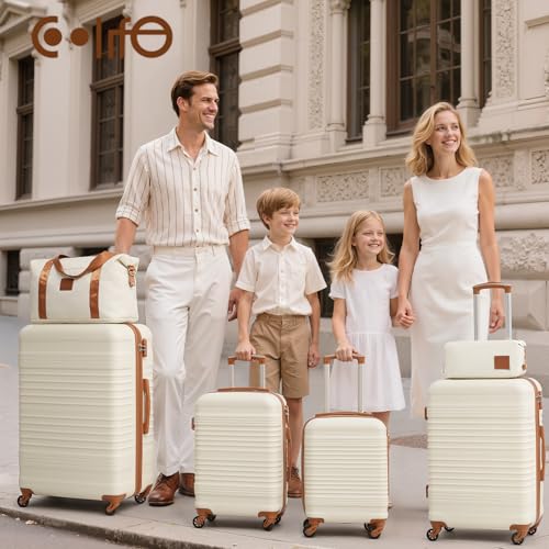COOLIFE Suitcase Sets 6 Piece, Luggage Sets ABS Hard Shell, Durable Travel Luggage with Expandable Travel Duffels Bag & Toiletry Bag Included TSA Lock and 4 Spinner Wheels for Travel, 16" 20" 24" 28" - Image 3