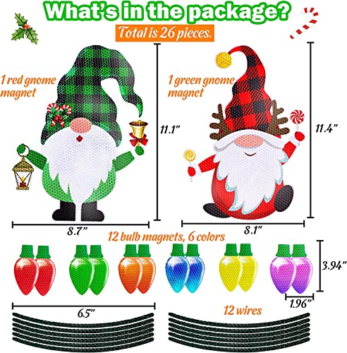 26 Pieces Christmas Car Refrigerator Decorations Reflective Bulb Light Gnome Magnet Accessories Set Xmas Holiday Cute Decor #TOP4