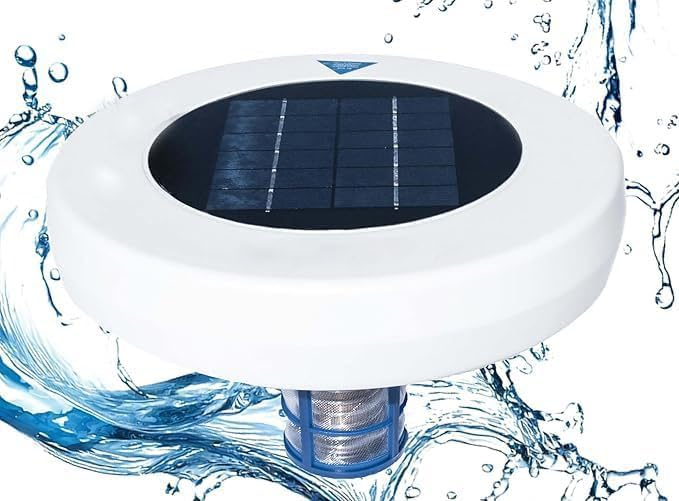 Ionizador de piscina solar, limpiador de piscinas, limpiador flotante para piscinas de hasta 22.000 galones, iones de cobre, limpiador de piscinas, purificador de agua de seguridad