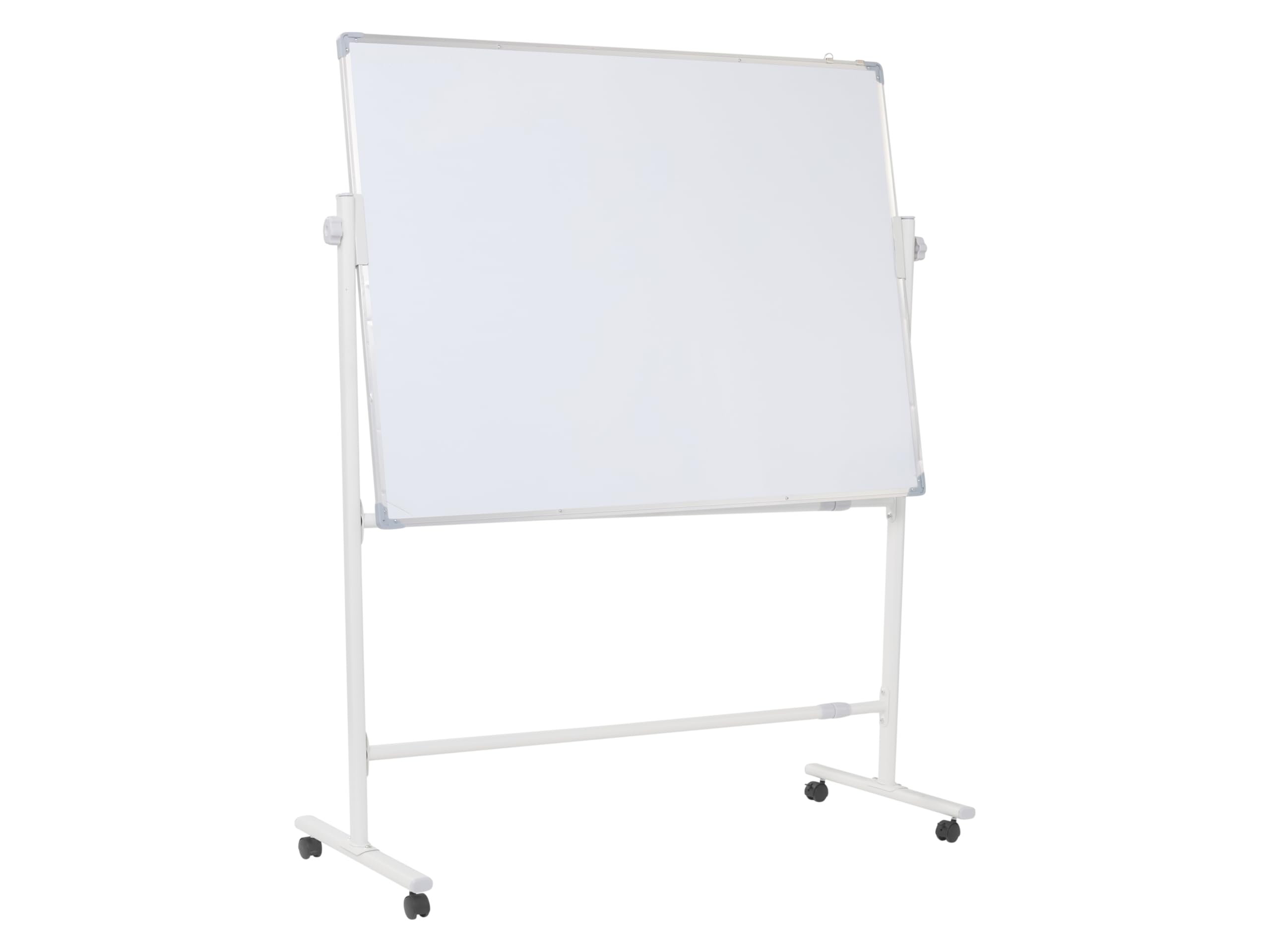 Revolving Mobile Whiteboard, Double Sided Magnetic Dry Erase 120 x 90 cm Whiteboard on Wheels with Aluminium Frame and Stand